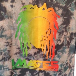 "IMAGES" 80s tie-dye rasta wear jamaica shirt paper thin deadstock crumple style
